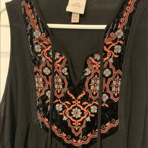 Knox Rose Black Embroidered Women's Top